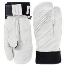LUDIS 男士用Master Pro滑雪滑雪板三指防寒皮革手套 雙手穿戴組 LUP01MG06, 1套, WHITE