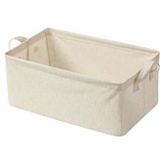 小麥購物 日式棉麻布藝衣物可折疊收納箱 L2402, 米白色, 1個