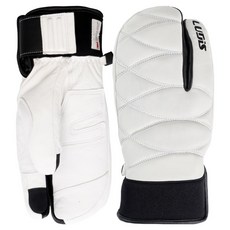 韓國 LUDiS 男女通用 Posh 滑雪雪板 三指絎縫防寒皮革手套 雙手配戴套組 LUP01MG05, 1套, 白色