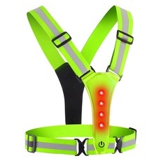 AHOYE LED燈夜間反光安全背心 USB充電, 螢光色, 1件