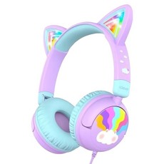 iclever 炫光貓耳兒童耳機, HS25, 紫色