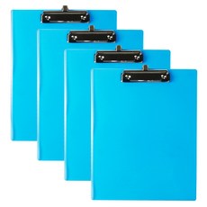 Midas PS 筆夾 金屬線裝飾 透明板夾 A4, 藍色, 4個