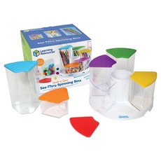 Learning Resources 空間整理旋轉透明收納盒 7格 GABE 3711, 1個, 混合顏色