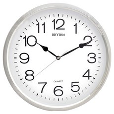 RHYTHM 日本麗聲時計 簡約時尚金屬色系邊框掛鐘, 極光銀