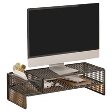 小麥購物 鐵藝懸空桌面螢幕增高架 L1220 單儲物, 黑色