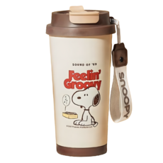 優貝選 SNOOPY 史努比 大容量 升級優質316不鏽鋼咖啡杯/辦公杯/馬克杯, 棕色, 1個, 500ml