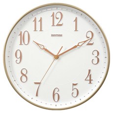 RHYTHM 日本麗聲時計 簡約時尚靜音掛鐘, 粉金色