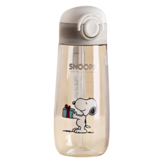 優貝選 史努比 SNOOPY 兒童 直飲式便攜水壺, 1個, 透明+灰白色蓋子, 600ml