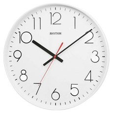RHYTHM 日本麗聲時計 經典工業風超靜音百搭居家掛鐘 36cm, 白色