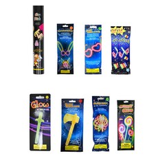 Party Club 夜光用品2號套組, 1套, 顏色(夜光手環, 棒棒糖陀螺), 隨機出貨(夜光棒球, 刀, 斧頭, 棒, 愛心眼鏡, 兔子眼鏡)