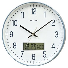 RHYTHM 日本麗聲時計 簡約時尚多功能掛鐘, 藍色