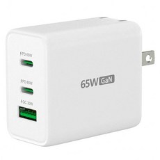 j5create 凱捷國際 65W GaN氮化鎵 3孔智慧型快速充電器 JUP3365, 1個, 白色