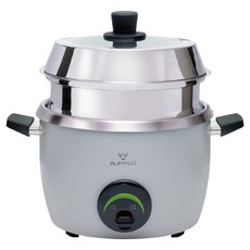 BUFFALO 牛頭牌 10人份新厲害電鍋 附蒸層 專櫃款式/可拆式內鍋/可直火加熱內鍋/304不鏽鋼內鍋 灰色, TC-18UC