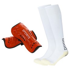 Roimaster 護脛 + 足球襪套裝, 1套, 紅色(護脛), 白色(襪子)