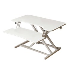 小麥購物 可折叠多功能站立式電腦升降桌 雙層無極限氣壓桌 L1201, 白色