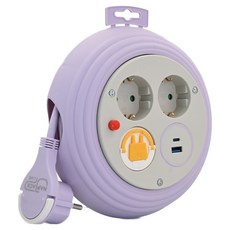 러그박스 원형 캠핑 멀티릴선 가정용 인테리어 C타입 멀티탭, 퍼플그레이, 1개, 3m