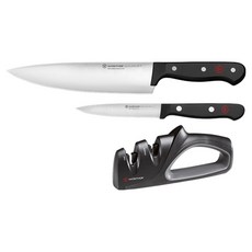 WUSTHOF 三叉 美食家刀具3件組, 菜刀 + 水果刀 + 磨刀器, 1套