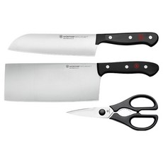 WUSTHOF 三叉 Gourmet 中式刀具3件組, 1套, 菜刀 + 中式炒勺 + 剪刀