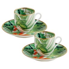 HERMES 愛馬仕 Passifolia 咖啡杯 2入 + 杯碟 2入 組, 044017p, 1套