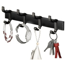 HOUDER 太空鋁活動排鉤 4勾, 1個, 黑色