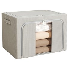 小麥購物 大容量牛津布透明大視窗衣物收納箱 單窗 66L, 1個, 灰色