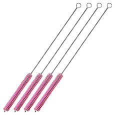 Monahome 長款不鏽鋼亮彩吸管清潔刷 30cm, 4個, 粉梅色
