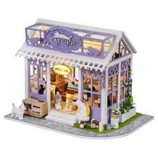 ADICO 愛心商店 貓咪小舖 袖珍屋 DIY 套組, 1個, 混合顏色