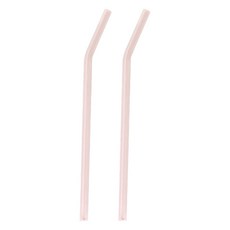 커브형 내열 유리 빨대 핑크, 2개, 1개입