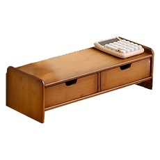 小麥購物 實木螢幕增高架 雙抽屜款 L1219, 茶色