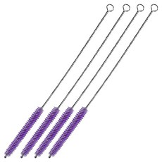 Mona Home 長版不鏽鋼繽紛吸管清潔刷 30cm, 4個, 藕紫色