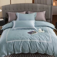 Aaron 艾倫生活家 素色刺繡系列 頂級60支106%萊賽爾天絲TM床包枕套組