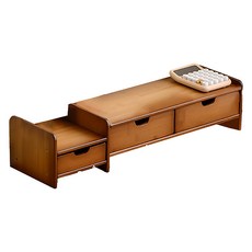 小麥購物 實木螢幕增高架 三抽屜款 L1219, 茶色