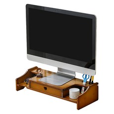 小麥購物 實木螢幕增高架 愛心抽屜款 L1219, 茶色