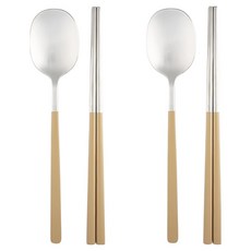 DALPAENGI LIVING Cuisine de Maman 兒童純粹餐具組, 湯匙 2p + 筷子 2p, 棕色, 2套