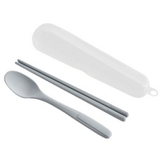 Pomier 鉑金矽膠餐具組 S, 1組, 冷灰色, 湯匙 + 筷子 + 收納盒