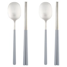 DALPAENGI LIVING Cuisine de Maman 兒童純粹餐具組, 湯匙 2p + 筷子 2p, 灰色, 2套