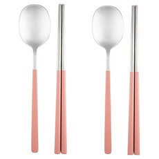 DALPAENGI LIVING Cuisine de Maman 兒童純粹餐具組, 湯匙 2p + 筷子 2p, 粉紅色, 2套