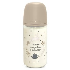 suavinex 蘇維妮 Wonderland頂級安心嬰兒玻璃奶瓶, 1個, 240ml, Text米色