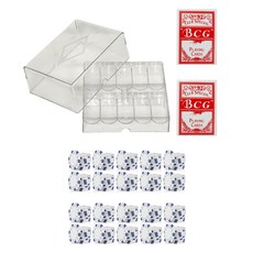 Dasadotcom 彩色籌碼 200p + 200p 壓克力盒 + 撲克牌 2p B1套組, 1套, 白色(彩色籌碼)