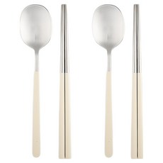 DALPAENGI LIVING Cuisine de Maman 兒童純粹餐具組, 湯匙 2p + 筷子 2p, 奶油白, 2套