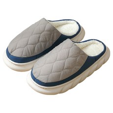 iSFun 防潑水保暖室內拖鞋 4445號, 菱格羽絨 灰藍色, 1雙