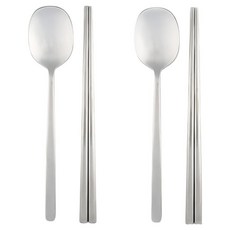 DALPAENGI LIVING Cuisine de Maman 兒童純粹餐具組, 湯匙 2p + 筷子 2p, 銀色, 2套