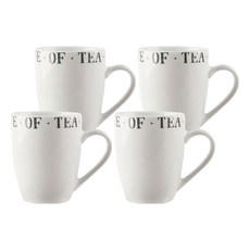 creativeTops Stir 單柄馬克杯 300ml, 幸福品茶 白色, 4個