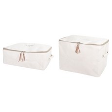 Craftsman In Storage 收納職人 日式加厚帆布衣物棉被整理收納箱2件組, 1組, 米白色