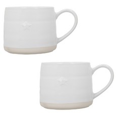 MIKASA Farmhouse石陶浮雕馬克杯 380ml, 星星浮雕, 2個