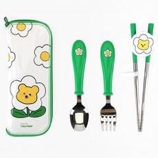 Dailylike 幼兒果凍熊餐具組, 1套, 湯匙 + 叉子 + 筷子 + 收納盒, 混合色