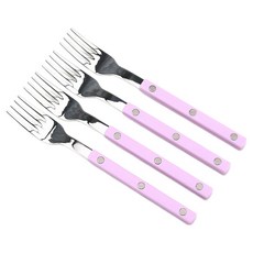 Bogen 韓國製造 Marssong 銀色餐具點心叉, 紫丁香色, 4個