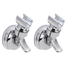 solve living 免鑽孔吸盤式可調節角度蓮蓬頭支架 2入, 銀色