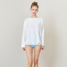 비키니밴더 여성용 파스텔 그래픽 루즈핏 래쉬가드, 크림