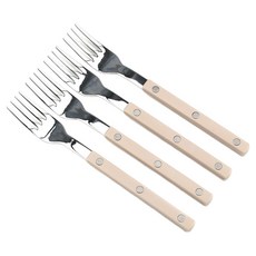 Bogen 韓國製造 Marssong 銀色餐具點心叉, 深米色, 4個